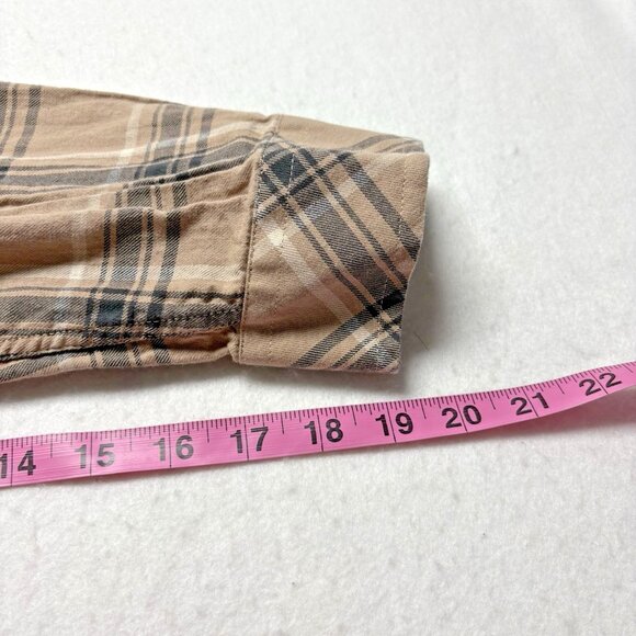 NUDIE JEANS CO Men Chuck Plaid Twill Shirt Sz L Brown Button Front Checker 23-7 - Picture 10 of 11